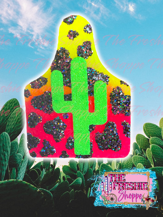 Cactus cow print Ear Tag