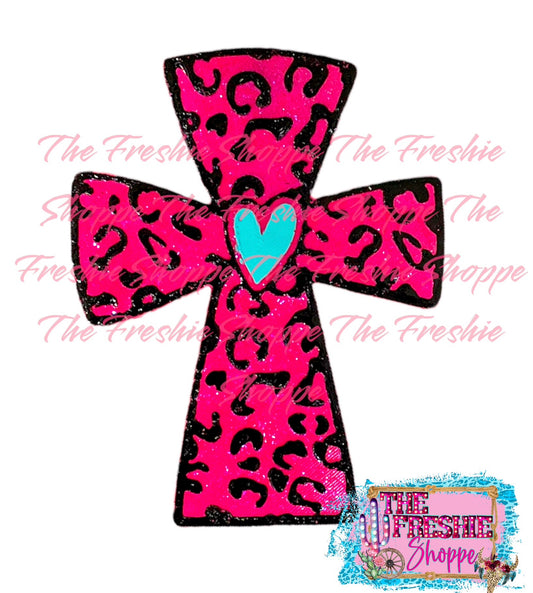 Leopard cross w/ heart